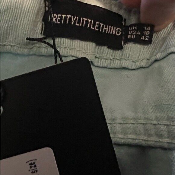 PrettyLittleThing Romper Womens 10 NWT Acid Green Cut-Out Front Denim Playsuit - Picture 9 of 13